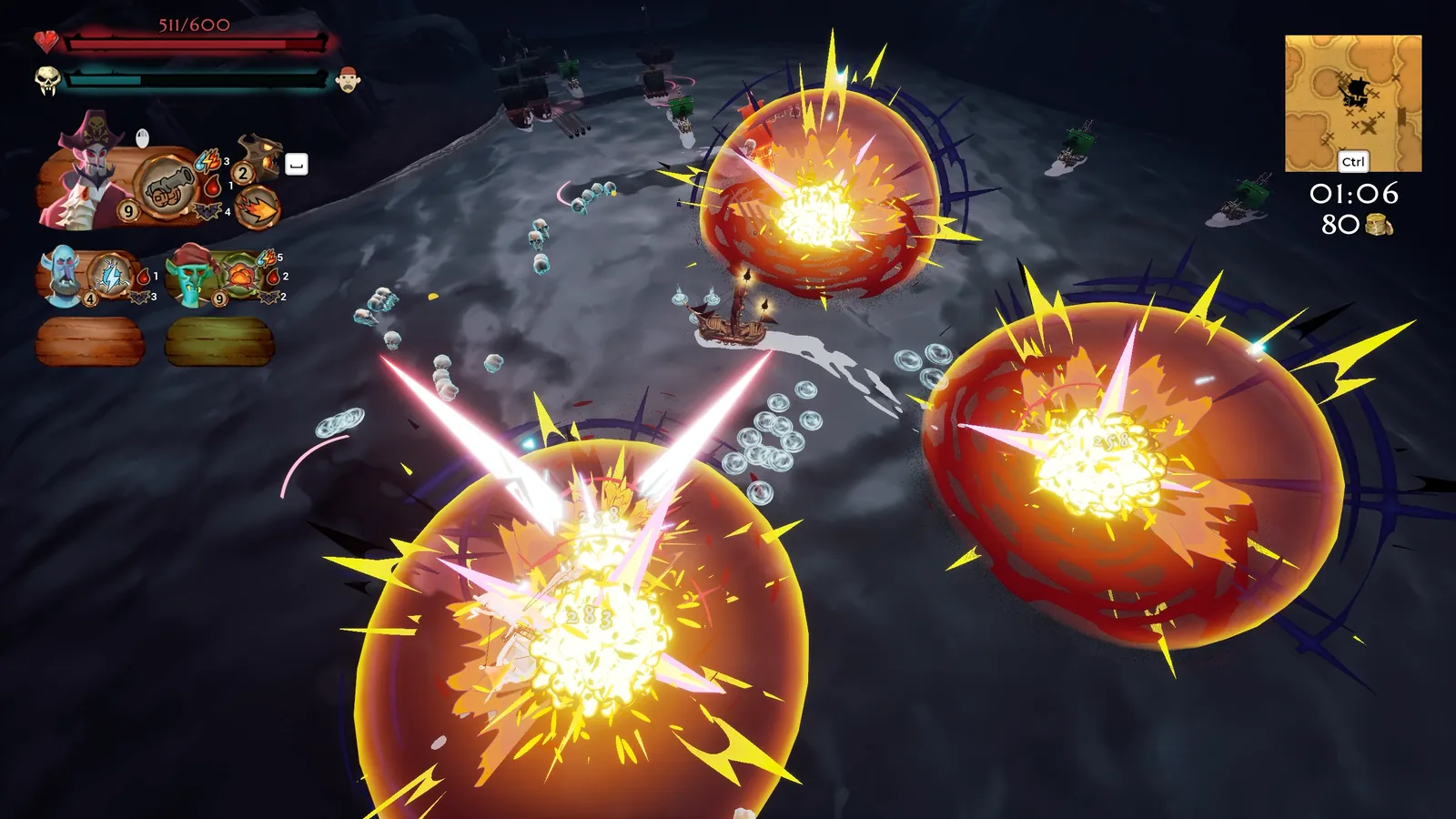 Outsail the Sun gameplay: naval battle at night